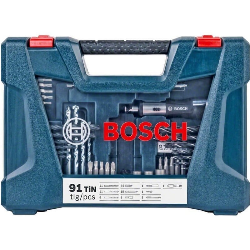 SKI - สกี จำหน่ายสินค้าหลากหลาย และคุณภาพดี | BOSCH ชุดไทเทเนียม V-Line Bosch 91 ชิ้น สำหรับการเจาะและการขันสกรู #2607017402